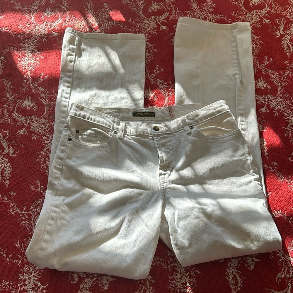 David Kahn wide leg white denim jeans